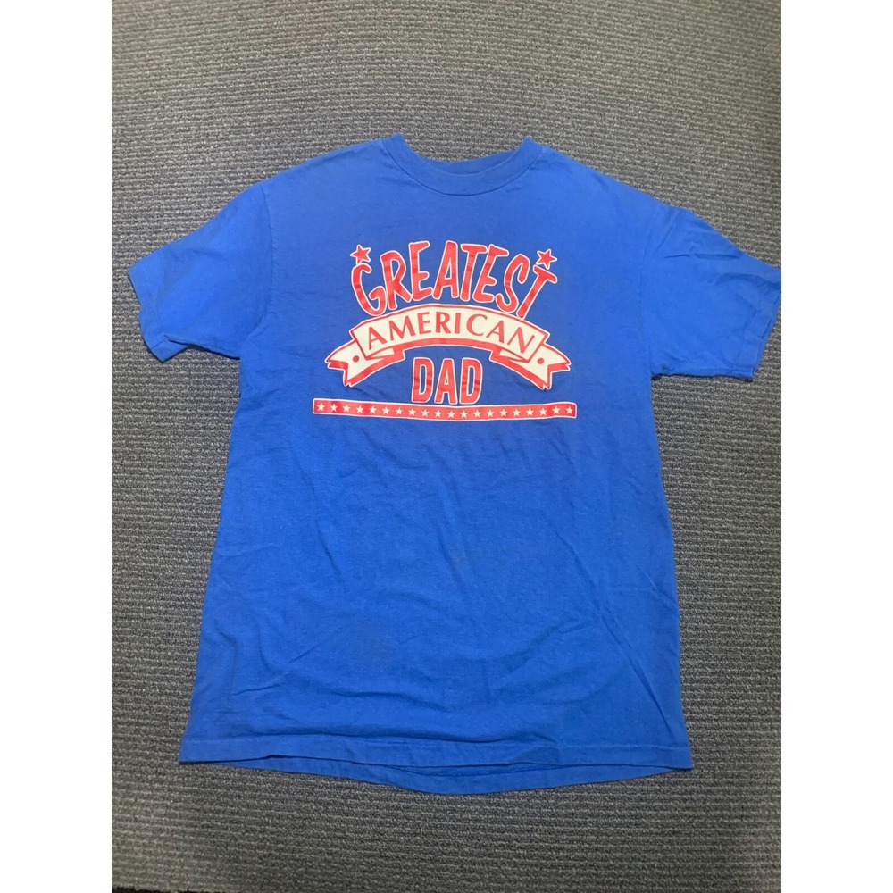 Vintage 90s Hanes Beefy-T Greatest American Dad T-Shirt Blue Made in USA Men L